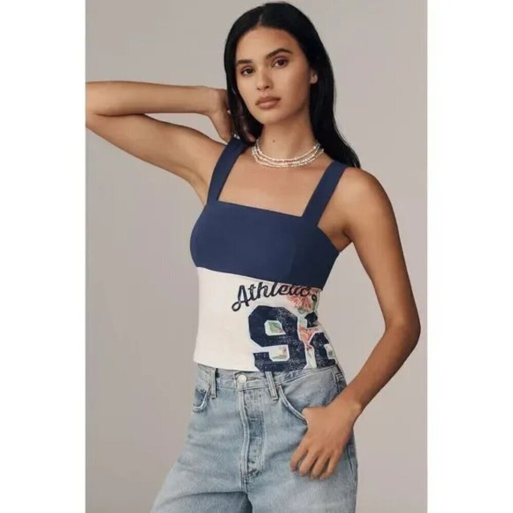 By Anthropologie Maeve Reworked Sporty Tank Top Medium NEW